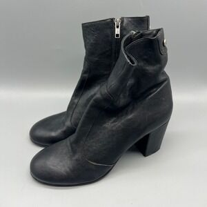 Russell & Bromley London Black Leather Ankle Boots Italy Vero Cuoio Size 41